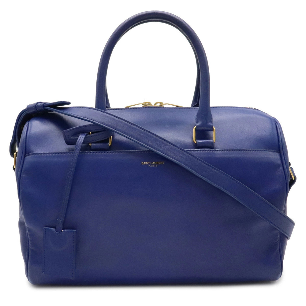 SAINT LAURENT PARIS YSL Yves Saint Duffle Handbag Shoulder Leather Blue